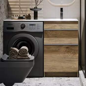 Тумба под раковину без столешницы Aqwella Terra 53 напольная, под стиральную машину, дуб балтийский