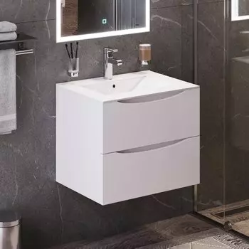 Тумба под раковину без столешницы BOND Cube 60 подвесная, белая матовая