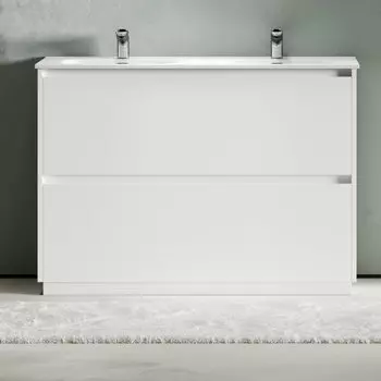 Тумба под раковину без столешницы Sancos Libra Floor 120 двойная, белый глянец