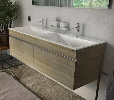 Тумба под раковину без столешницы Velvex Pulsus 140 подвесная, дуб сонома