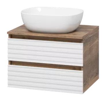 Тумба под раковину Brevita Dakota 60 подвесная, дуб галифакс олово, белый