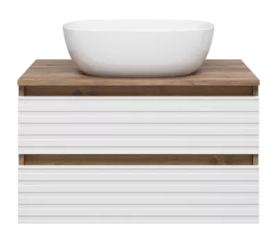 Тумба под раковину Brevita Dakota 70 подвесная, дуб галифакс олово, белыйдуб галифакс олово, белый