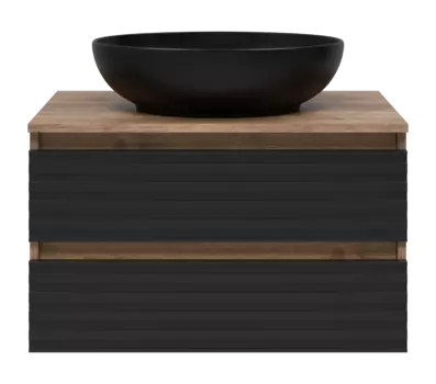 Тумба под раковину Brevita Dakota 70 подвесная, дуб галифакс олово, черный кварц