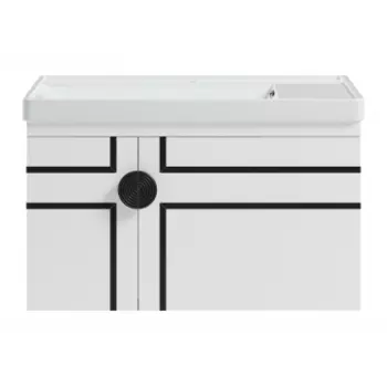 Тумба под раковину Brevita Oslo 80х50 белый, черный (OSLO-06080-011По)