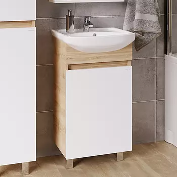 Тумба под раковину Grossman Поло 45 дуб сонома светлый, белый глянцевый