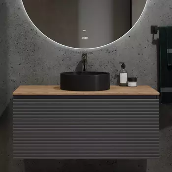 Тумба под раковину Jorno Cossety 100 антрацит, дуб крафт золотой