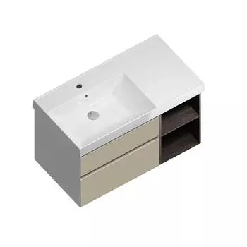 Тумба под раковину Kerama Marazzi Cubo 90 левая, лимо матовый/темное дерево (CU.90LhLIM)