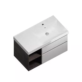 Тумба под раковину Kerama Marazzi Cubo 90 правая, белый/темное дерево