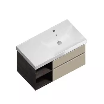 Тумба под раковину Kerama Marazzi Cubo 90 правая, лимо матовый/темное дерево (CU.90Lh\LIM)