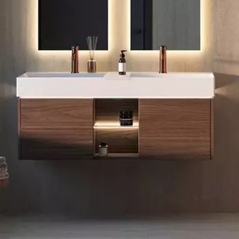 Тумба под раковину KERAMA MARAZZI Grande 120 с полкой, структурированный орех