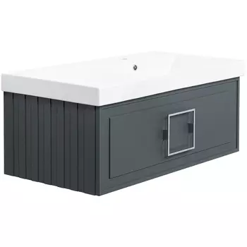 Тумба под раковину La Fenice Cubo 90 серо-зеленая матовая