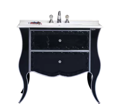 Тумба под раковину Misty Анжелика 100 черная с серебром