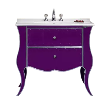 Тумба под раковину Misty Анжелика 100 сиреневый, сусальное серебро