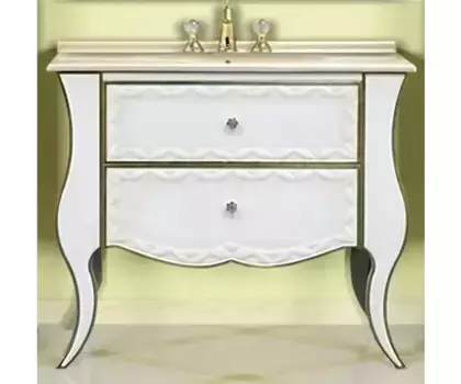 Тумба под раковину Misty Анжелика 80 белый, сусальное золото