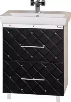 Тумба под раковину Misty Гранд Luxe 60 черно-белая кожа cristallo