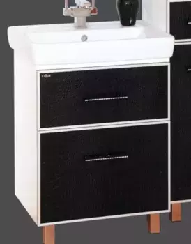 Тумба под раковину Misty Гранд Luxe 80 черно-белая кожа croco