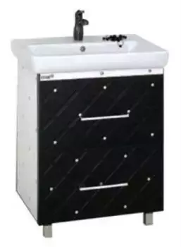 Тумба под раковину Misty Гранд Luxe 80 черно-белая кожа cristallo