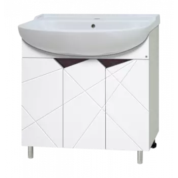 Тумба под раковину Misty Грани 80 белая глянцевая