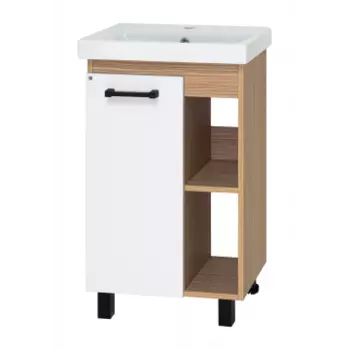 Тумба под раковину Misty Крафт 60 белая - светлое дерево