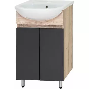 Тумба под раковину Misty Поло 50 черная, светлое дерево