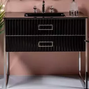 Тумба под раковину моноблок Boheme Armadi Art Monaco 80 черный глянец - хром