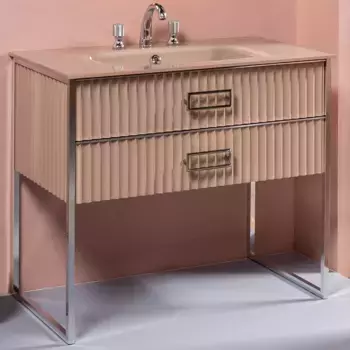 Тумба под раковину моноблок Boheme Armadi Art Monaco 100 бежевый глянец - хром