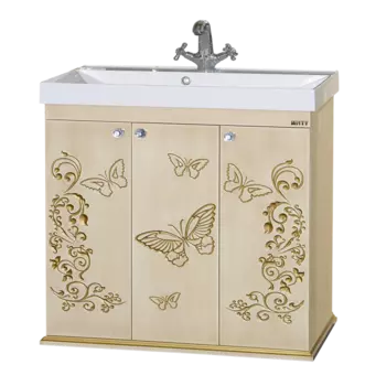 Тумба под раковину напольная Misty Бабочка 90 бежевая патина
