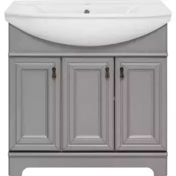 Тумба под раковину напольная Misty Лувр 85 серая глянцевая