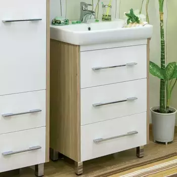 Тумба под раковину напольная Sanflor Ларго 60 светлое дерево, швейцарский вяз, белый