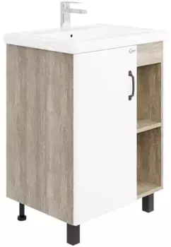 Тумба под раковину Onika Тимбер 60 белый матовый, светлое дерево, дуб сонома