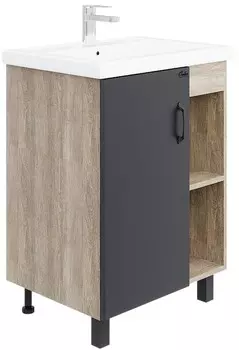 Тумба под раковину Onika Тимбер 60 серый матовый/дуб сонома (106147)