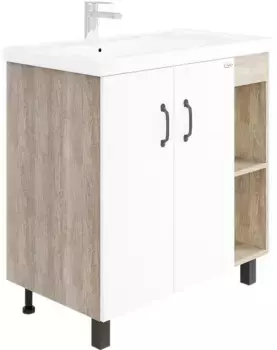 Тумба под раковину Onika Тимбер 70 белый матовый/дуб сонома (107056)