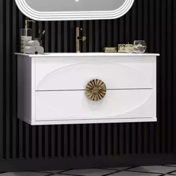 Тумба под раковину Opadiris Ибица 90 подвесная белый, фурнитура золото