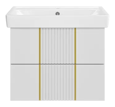 Тумба под раковину подвесная Brevita Vega 70 белый матовый, золото