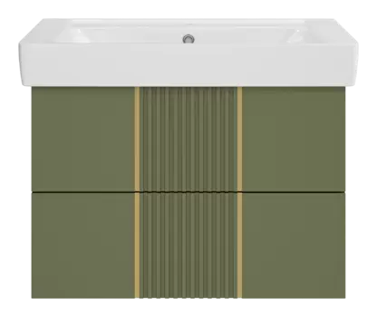 Тумба под раковину Brevita Vega 80 подвесная, зеленая, золото