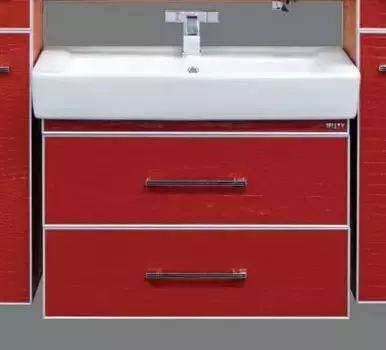 Тумба под раковину подвесная Misty Гранд Luxe 70 бордовая кожа croco