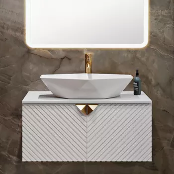 Тумба под раковину Runo Андорра 85 белая матовая, белый глянец