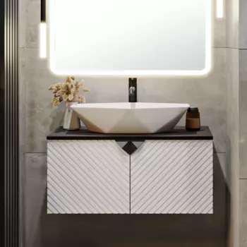 Тумба под раковину Runo Андорра 85 белая матовая, черная