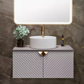 Тумба под раковину Runo Андорра 85 кашемир серый, дуб какао