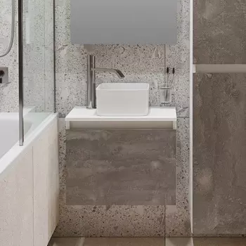 Тумба под раковину Runo Бари 50 железный камень