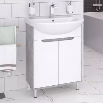 Тумба под раковину Runo Эко 50 серый бетон