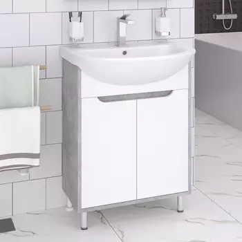 Тумба под раковину Runo Эко 60 серый бетон