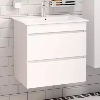 Тумба под раковину Runo Манхэттен 65, подвесная, белая