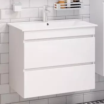 Тумба под раковину Runo Манхэттен 75, подвесная, белая