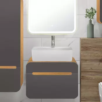 Тумба под раковину Runo Ницца 60 дуб натуральный, графит