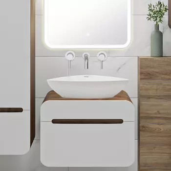 Тумба под раковину Runo Ницца 60 темное дерево, белая