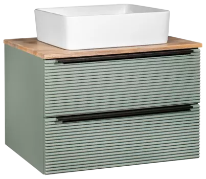 Тумба под раковину Runo Орлеан 70 зеленая, дуб натуральный