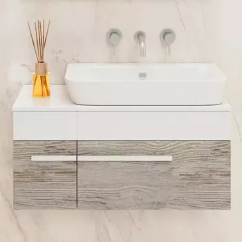 Тумба под раковину Runo Вудлайн 85, подвесная, скандинавский дуб