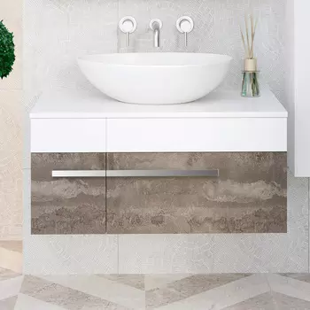 Тумба под раковину Runo Вудлайн 85 железный камень