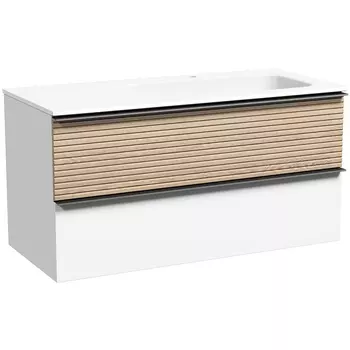 Тумба под раковину без столешницы Sancos Delta 100 R дуб светлый, белый